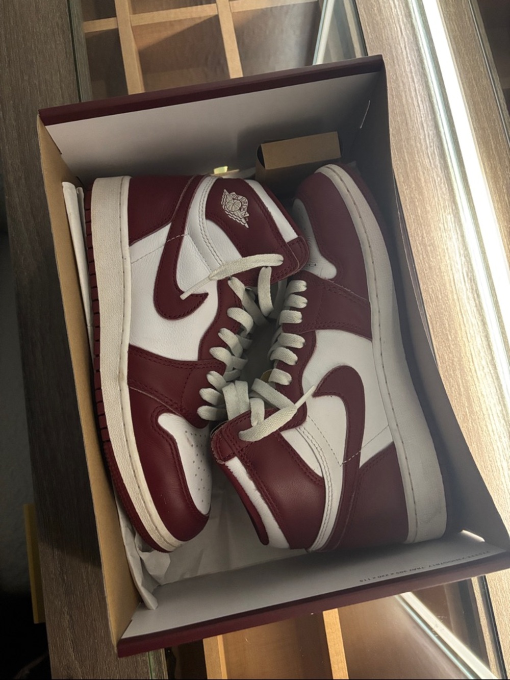 Jordan Retro High-Top Sneakers in White and Burgundy